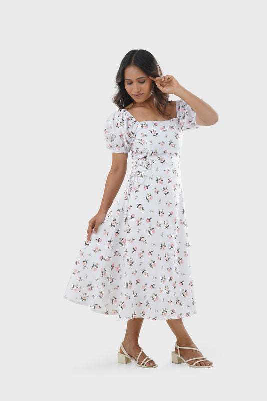 Calypso Floral Side Ties Petite Dress, Front view